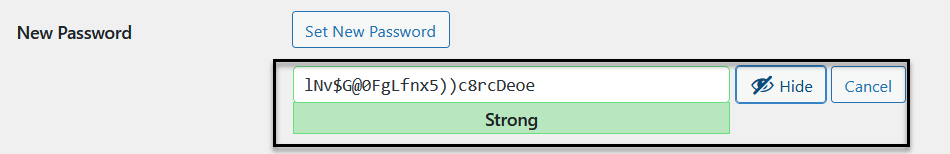 type in the new password field